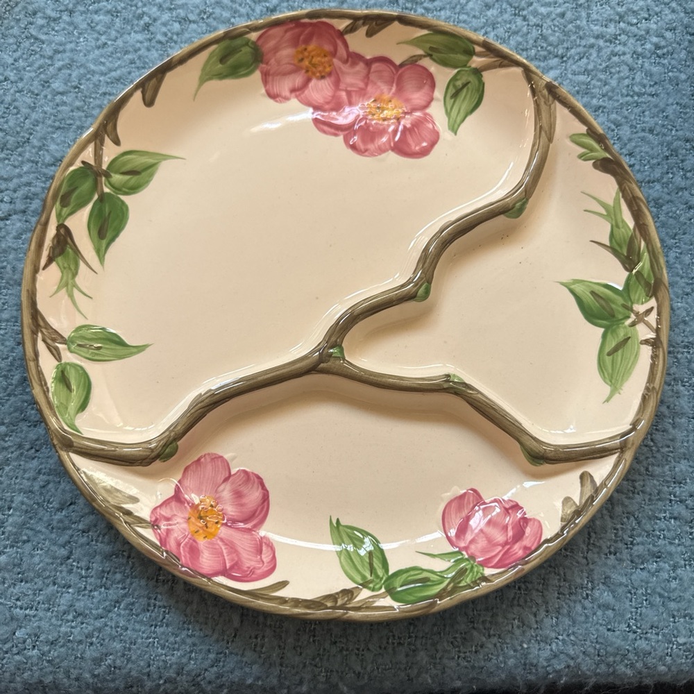Rare! Vintage! Franciscan Desert Rose 3-section plate.